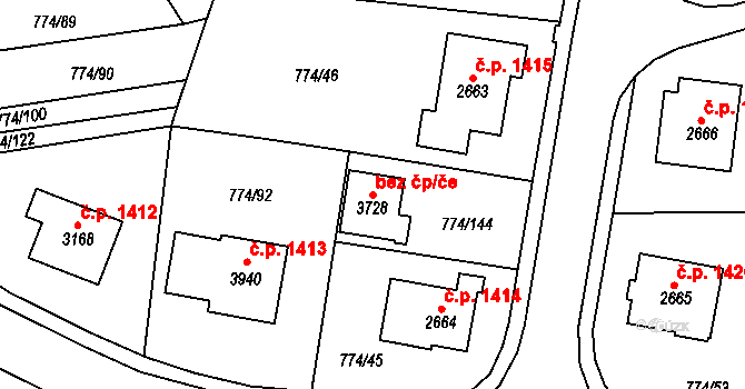 Humpolec 1634 na parcele st. 3728 v KÚ Humpolec, Katastrální mapa
