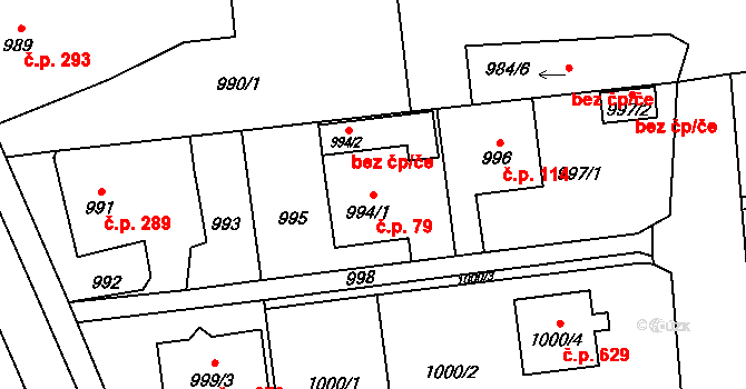 Bolatice 79 na parcele st. 994/1 v KÚ Bolatice, Katastrální mapa