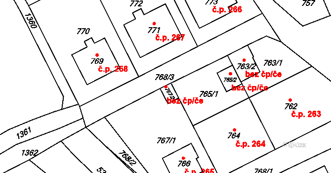 Uherský Brod 47983132 na parcele st. 767/2 v KÚ Újezdec u Luhačovic, Katastrální mapa