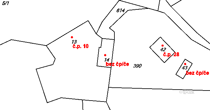 Bušanovice 48405132 na parcele st. 14 v KÚ Horní Nakvasovice, Katastrální mapa