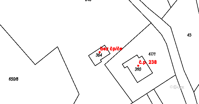 Bozkov 48868132 na parcele st. 364 v KÚ Bozkov, Katastrální mapa
