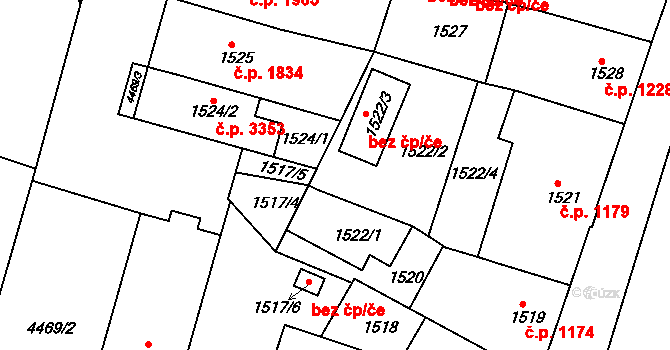 Teplice 48926132 na parcele st. 1522/3 v KÚ Teplice, Katastrální mapa