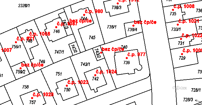 Teplice 49331132 na parcele st. 743/2 v KÚ Teplice-Trnovany, Katastrální mapa