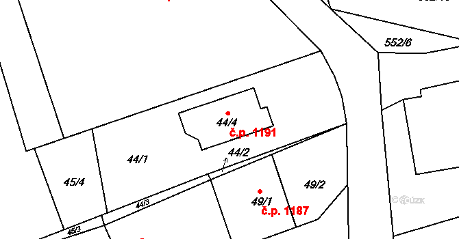 Příbor 1191 na parcele st. 44/4 v KÚ Klokočov u Příbora, Katastrální mapa