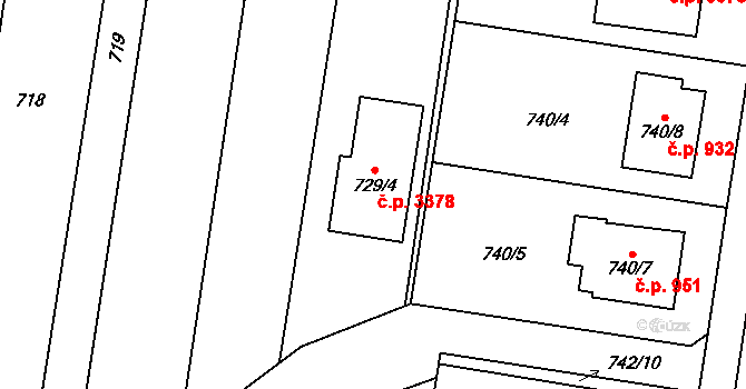 Kravaře 3378 na parcele st. 729/4 v KÚ Kravaře ve Slezsku, Katastrální mapa
