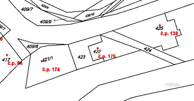 Svinařov 175 na parcele st. 422 v KÚ Svinařov u Kladna, Katastrální mapa