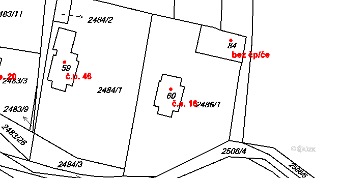 Nynice 16, Hromnice na parcele st. 60 v KÚ Nynice, Katastrální mapa