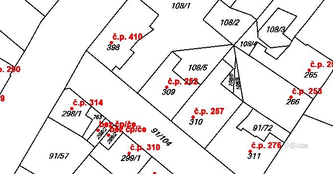 Mikovice 252, Kralupy nad Vltavou na parcele st. 309 v KÚ Mikovice u Kralup nad Vltavou, Katastrální mapa