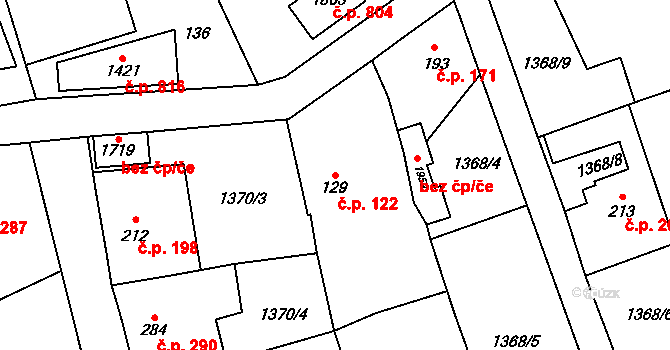Holýšov 122 na parcele st. 129 v KÚ Holýšov, Katastrální mapa