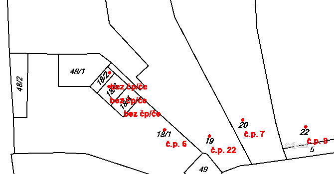 Ostromeč 22, Velký Malahov na parcele st. 19 v KÚ Ostromeč, Katastrální mapa