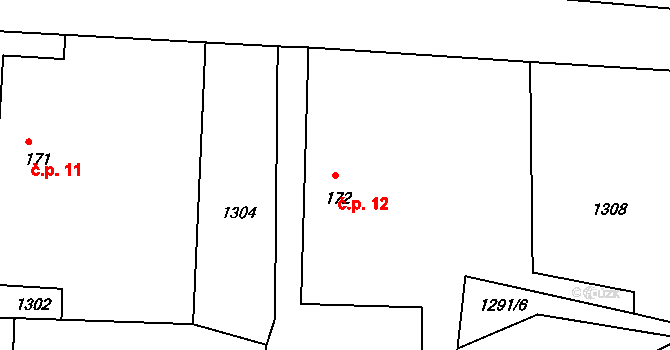 Drahoš 12, Rokytno na parcele st. 172 v KÚ Rokytno, Katastrální mapa