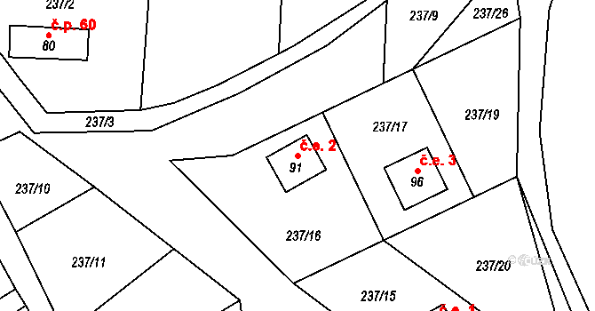 Veleboř 2, Klopina na parcele st. 91 v KÚ Veleboř, Katastrální mapa