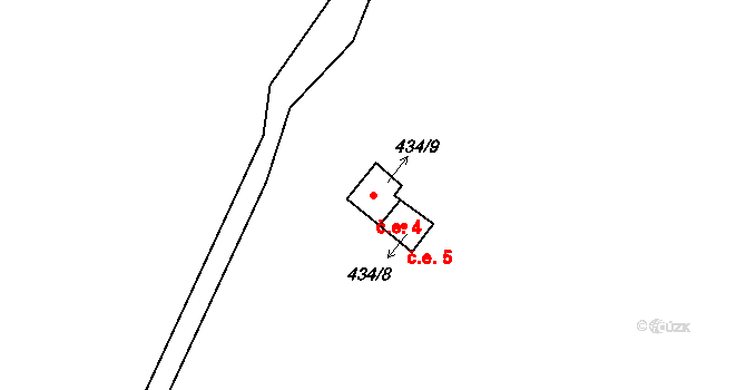 Robčice 4, Kozojedy na parcele st. 434/9 v KÚ Robčice, Katastrální mapa