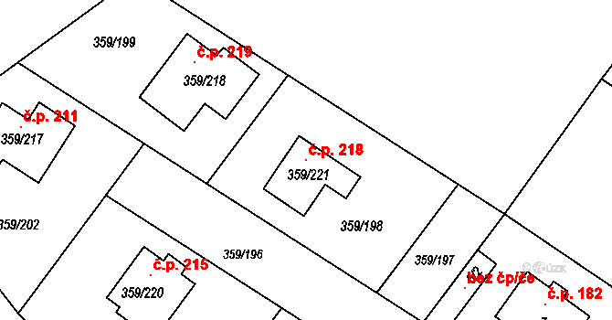 Velké Chvalovice 218, Pečky na parcele st. 359/221 v KÚ Velké Chvalovice, Katastrální mapa