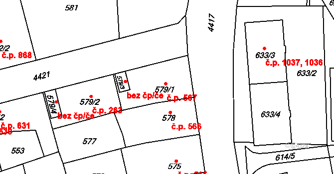 Chotěboř 567 na parcele st. 579/1 v KÚ Chotěboř, Katastrální mapa