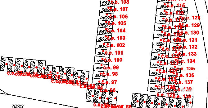 Stochov 100 na parcele st. 562/11 v KÚ Stochov, Katastrální mapa