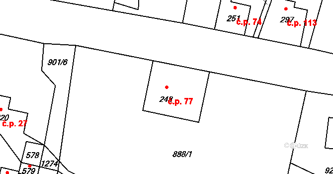 Maršovice 77 na parcele st. 248 v KÚ Maršovice u Jablonce nad Nisou, Katastrální mapa