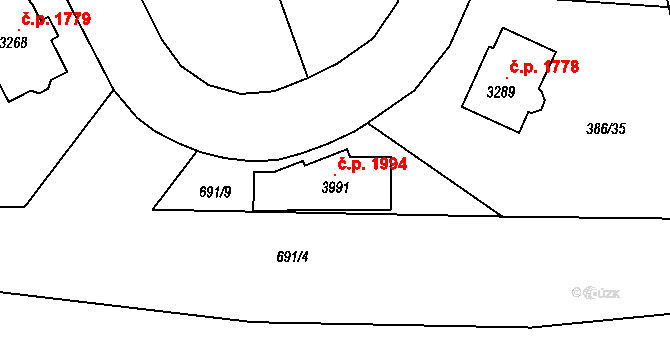 Choceň 1994 na parcele st. 3991 v KÚ Choceň, Katastrální mapa