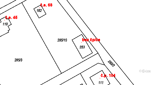 Vonoklasy 147060133 na parcele st. 353 v KÚ Vonoklasy, Katastrální mapa
