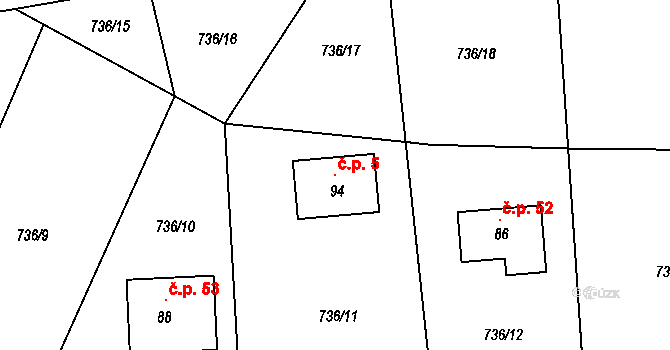 Orasín 5, Boleboř, Katastrální mapa