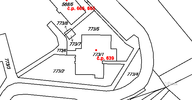 Hrádek nad Nisou 639 na parcele st. 773/1 v KÚ Hrádek nad Nisou, Katastrální mapa