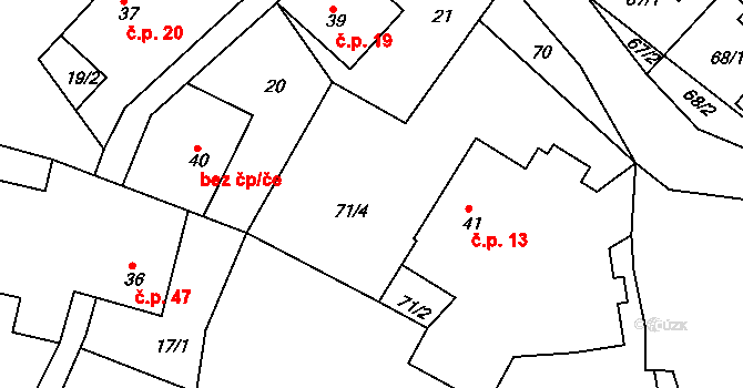 Košov 13, Lomnice nad Popelkou na parcele st. 41 v KÚ Košov, Katastrální mapa