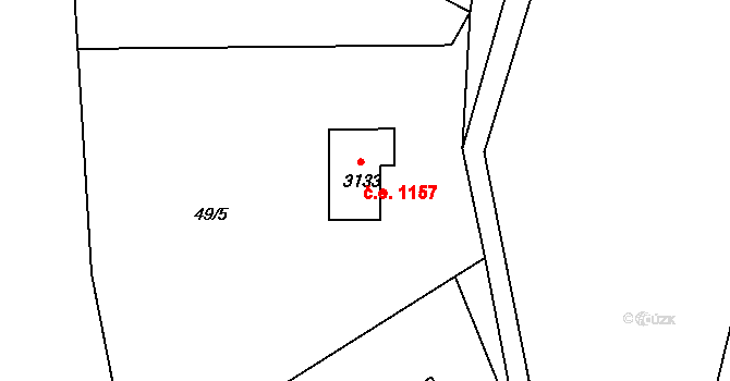 Ostravice 1157 na parcele st. 3133 v KÚ Staré Hamry 2, Katastrální mapa