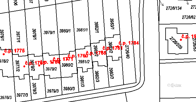 Tachov 1761 na parcele st. 3982/2 v KÚ Tachov, Katastrální mapa