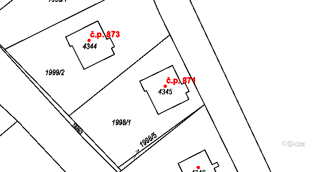 Žamberk 871 na parcele st. 4345 v KÚ Žamberk, Katastrální mapa
