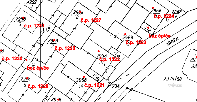 Poděbrady III 1222, Poděbrady na parcele st. 2968/14 v KÚ Poděbrady, Katastrální mapa