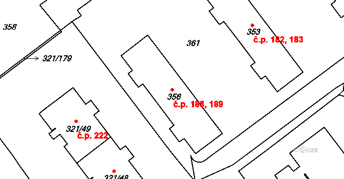 Prosetice 188,189, Teplice na parcele st. 356 v KÚ Prosetice, Katastrální mapa