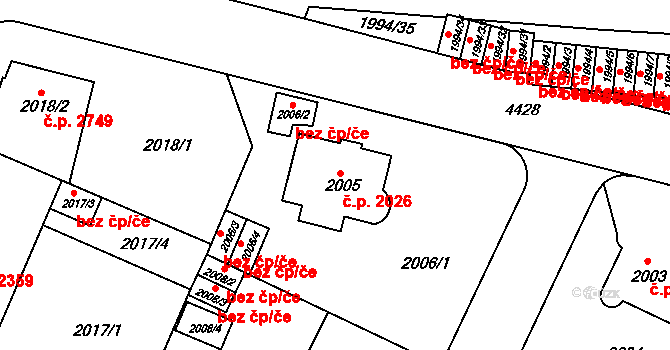 Teplice 2026 na parcele st. 2005 v KÚ Teplice, Katastrální mapa