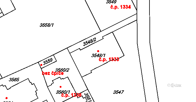 Frýdek 1333, Frýdek-Místek na parcele st. 3548/1 v KÚ Frýdek, Katastrální mapa