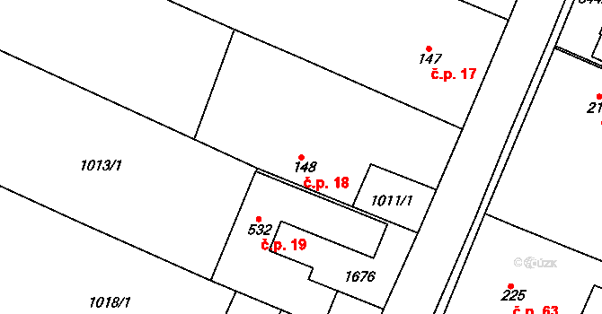 Semilkovice 18, Obříství na parcele st. 148 v KÚ Obříství, Katastrální mapa