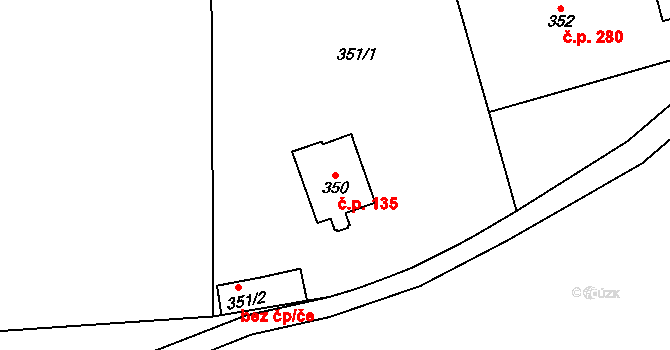 Veleslavín 135, Praha na parcele st. 350 v KÚ Veleslavín, Katastrální mapa