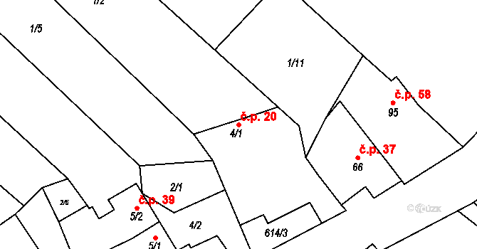 Litostrov 20 na parcele st. 4/1 v KÚ Litostrov, Katastrální mapa