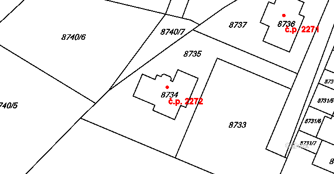 Mělkovice 2272, Žďár nad Sázavou na parcele st. 8734 v KÚ Město Žďár, Katastrální mapa