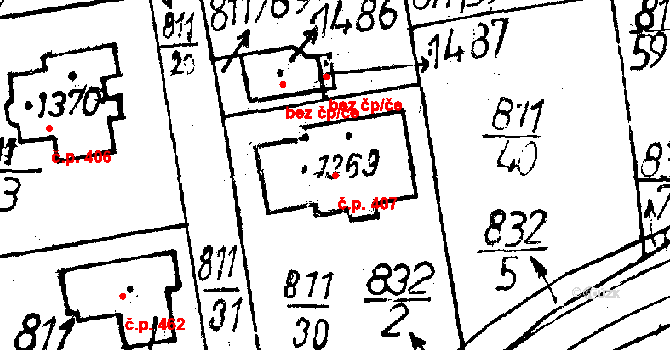 Volduchy 407 na parcele st. 1369 v KÚ Volduchy, Katastrální mapa