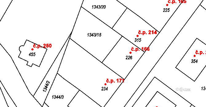 Březník 166 na parcele st. 226 v KÚ Březník, Katastrální mapa