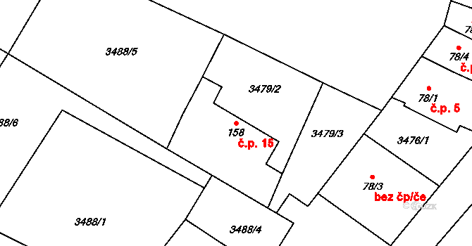 Podělusy 15, Týnec nad Sázavou na parcele st. 158 v KÚ Podělusy, Katastrální mapa