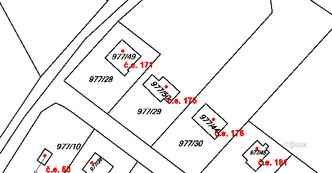 Velká Chuchle 175, Praha na parcele st. 977/50 v KÚ Velká Chuchle, Katastrální mapa
