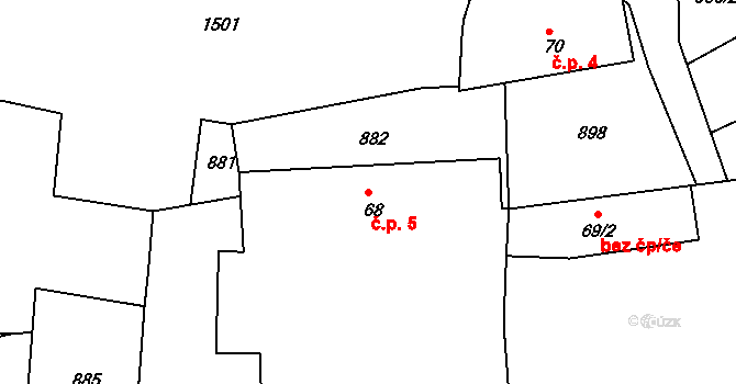 Nuzov 5, Paseky na parcele st. 68 v KÚ Paseky u Písku, Katastrální mapa