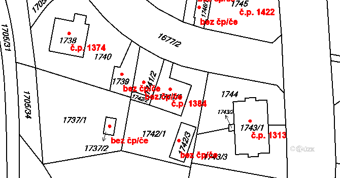 Slezská Ostrava 1384, Ostrava na parcele st. 1741/1 v KÚ Slezská Ostrava, Katastrální mapa