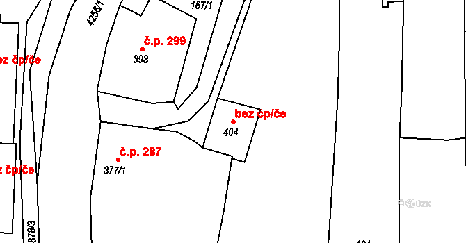 Kožlany 40243133 na parcele st. 404 v KÚ Kožlany, Katastrální mapa
