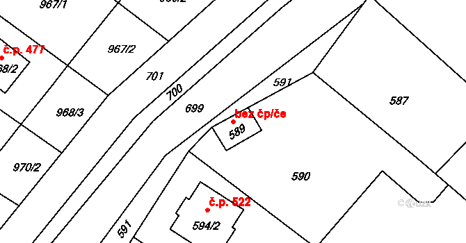 Telnice 42054133 na parcele st. 589 v KÚ Telnice u Brna, Katastrální mapa