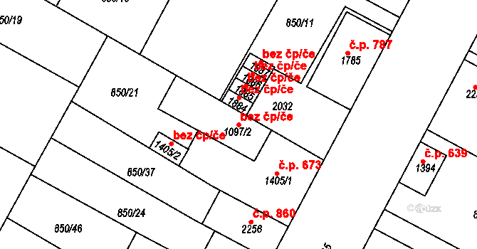 Jičín 42222133 na parcele st. 1097/2 v KÚ Jičín, Katastrální mapa