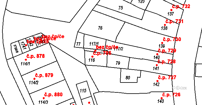 Kojetín 43825133 na parcele st. 117/2 v KÚ Kojetín, Katastrální mapa