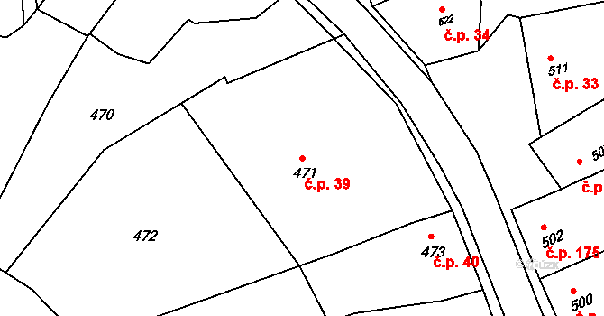 Kobeřice u Brna 39 na parcele st. 471 v KÚ Kobeřice u Brna, Katastrální mapa