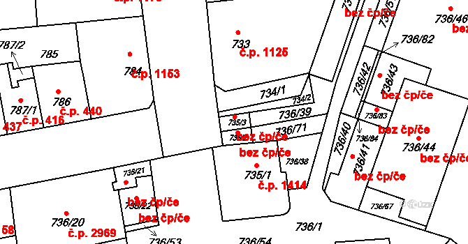 Brno 45578133 na parcele st. 735/3 v KÚ Královo Pole, Katastrální mapa