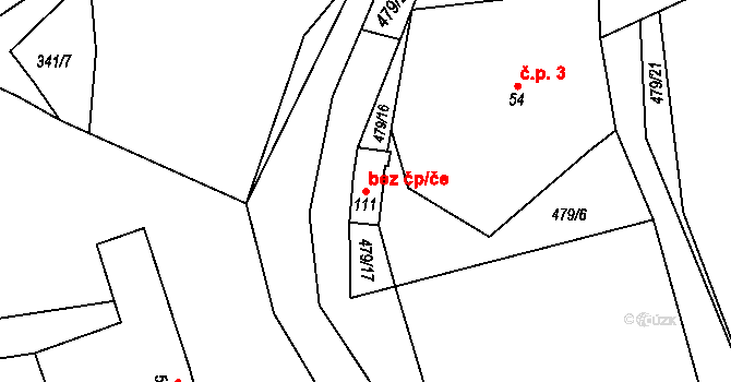 Tetín 45966133 na parcele st. 111 v KÚ Tetín, Katastrální mapa